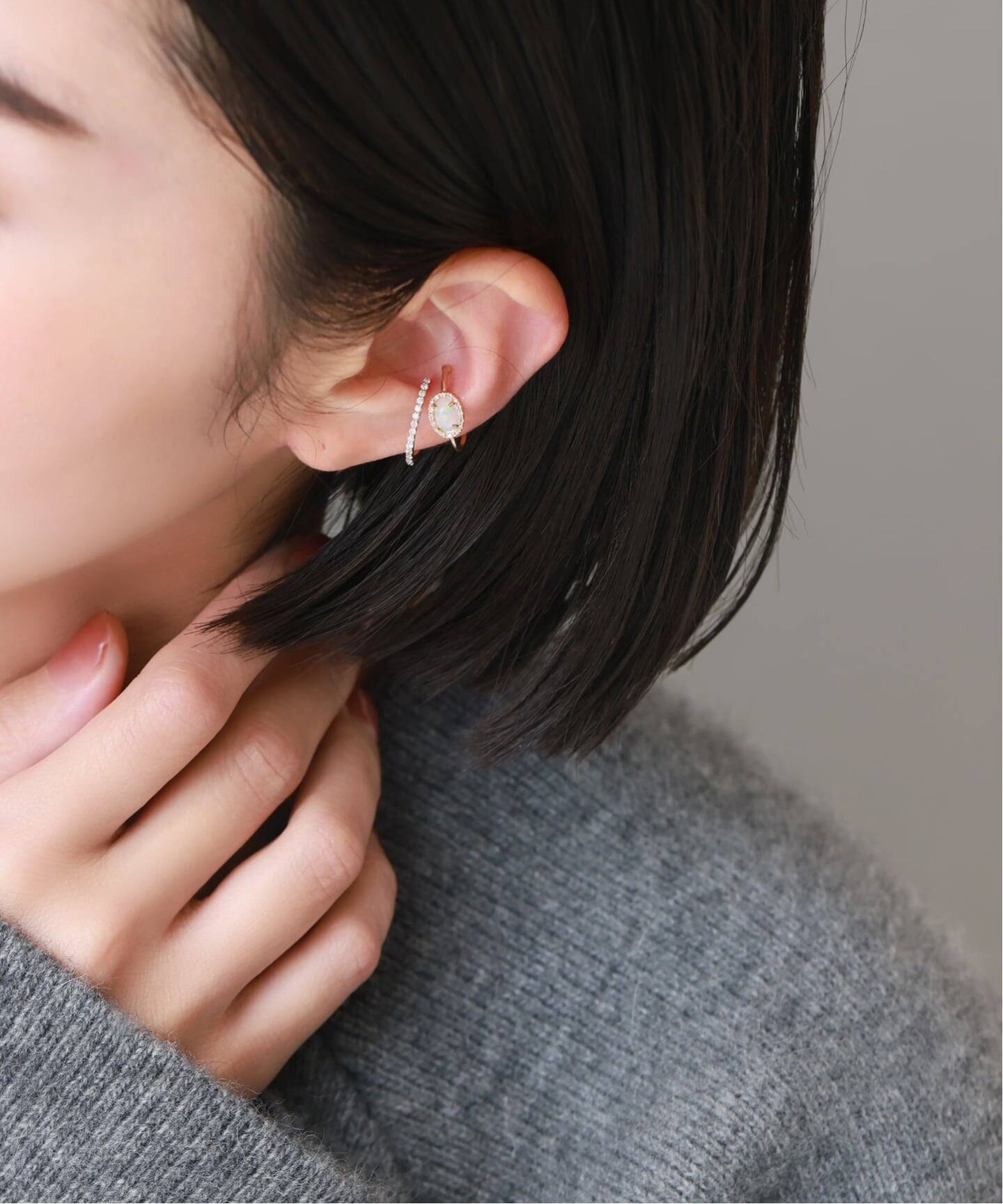 ■lilas■ リラ　オーバルダイヤエタニティーイヤーカフK10 オーバルダイヤエタニティーイヤーカフ K10（片耳）（イヤーカフ