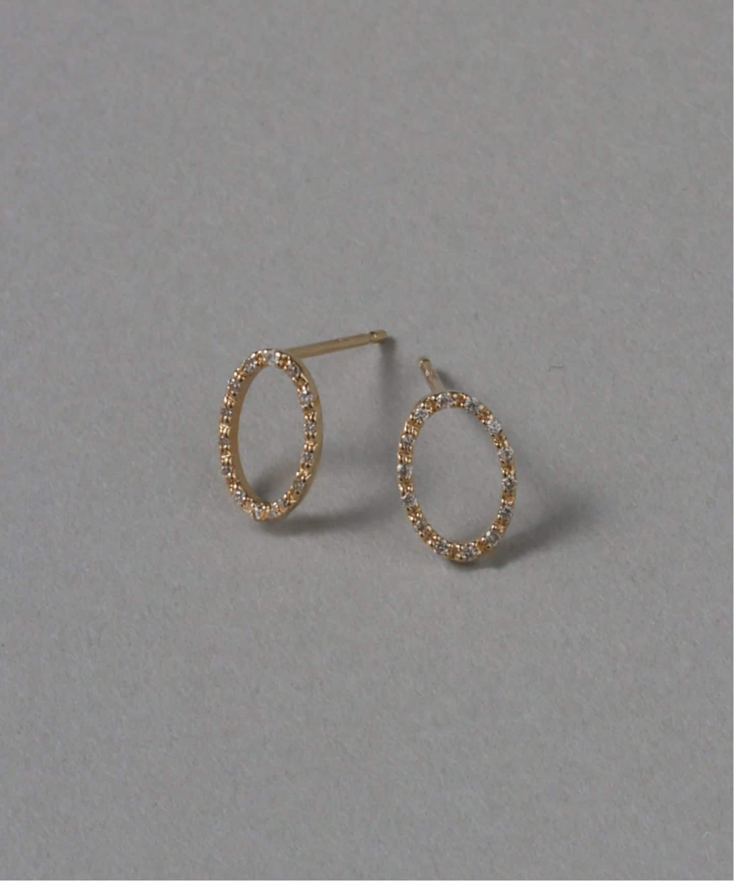 オーバルダイヤピアス K10（両耳）（ピアス（両耳用））｜Lilas（リラ