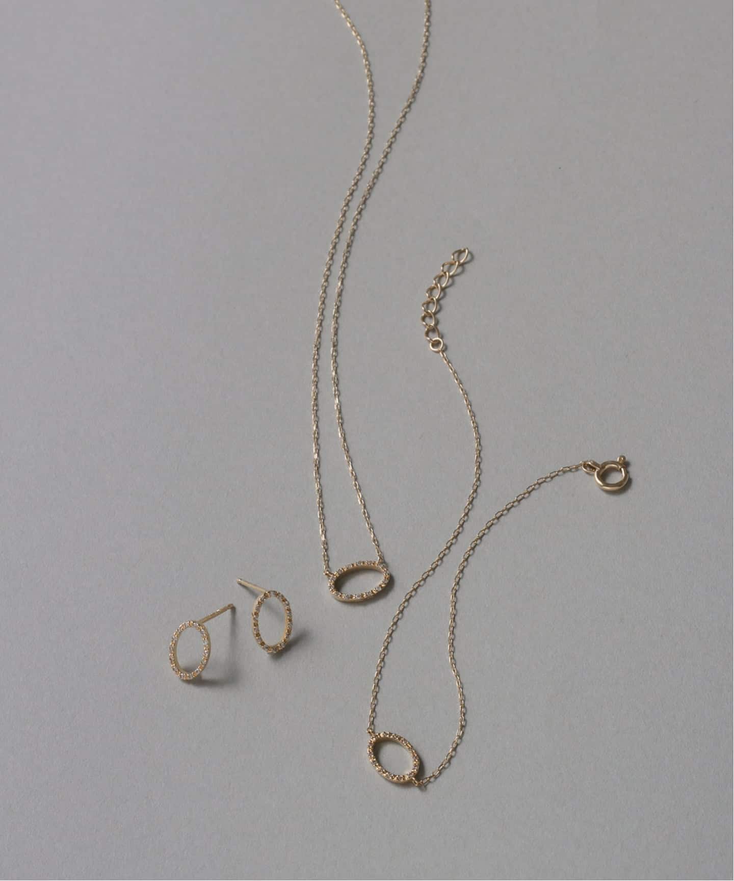 オーバルダイヤピアス K10（両耳）（ピアス（両耳用））｜Lilas（リラ
