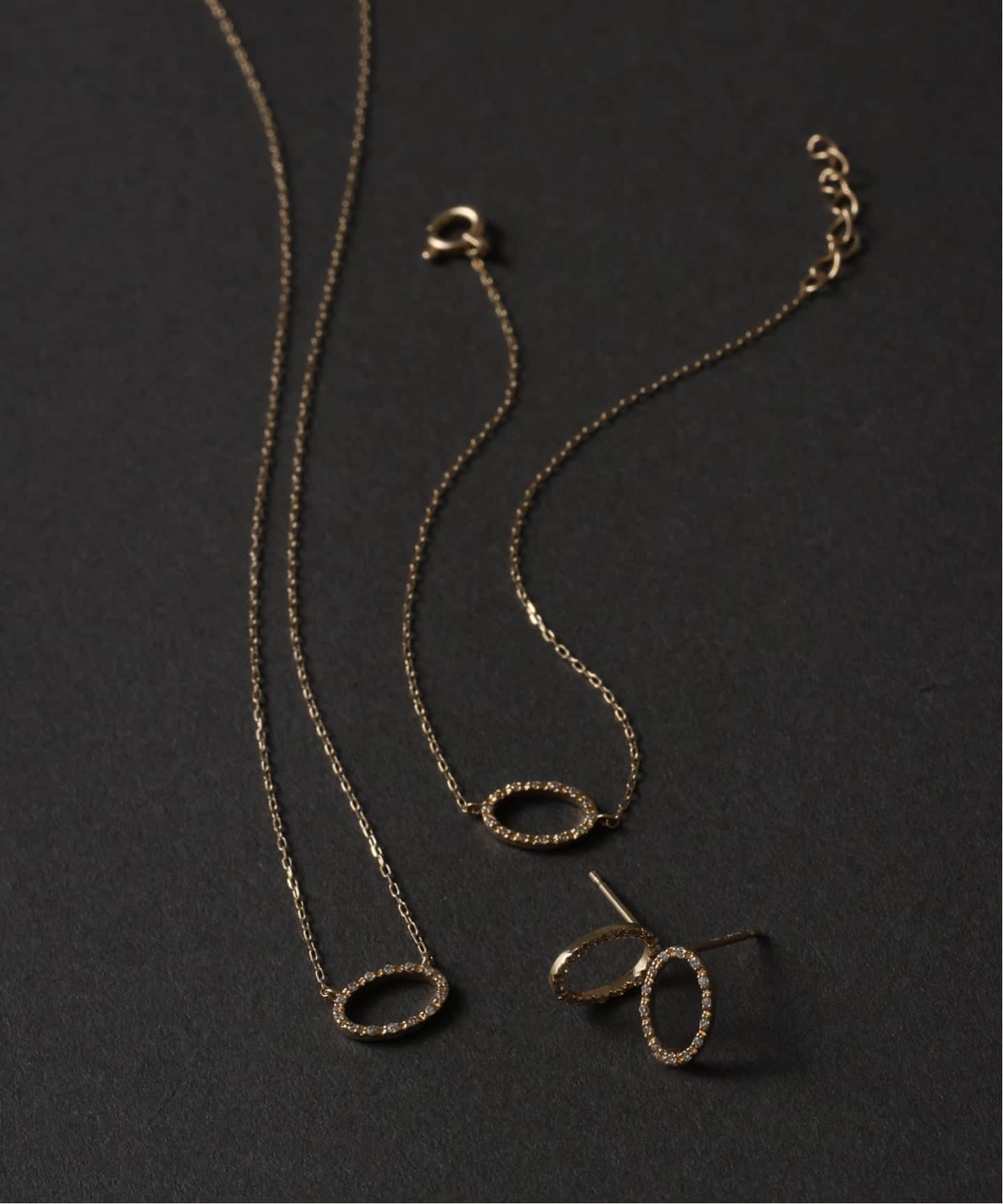 オーバルダイヤピアス K10（両耳）（ピアス（両耳用））｜Lilas（リラ