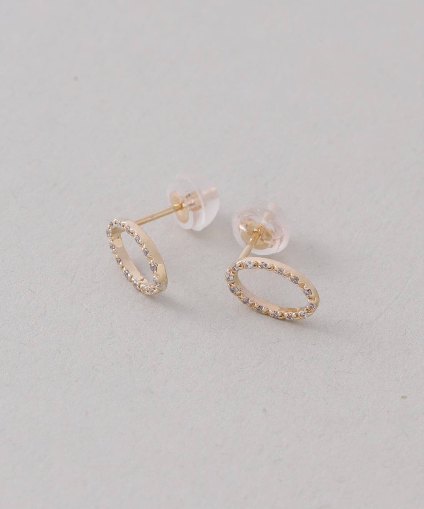 オーバルダイヤピアス K10（両耳）（ピアス（両耳用））｜Lilas（リラ