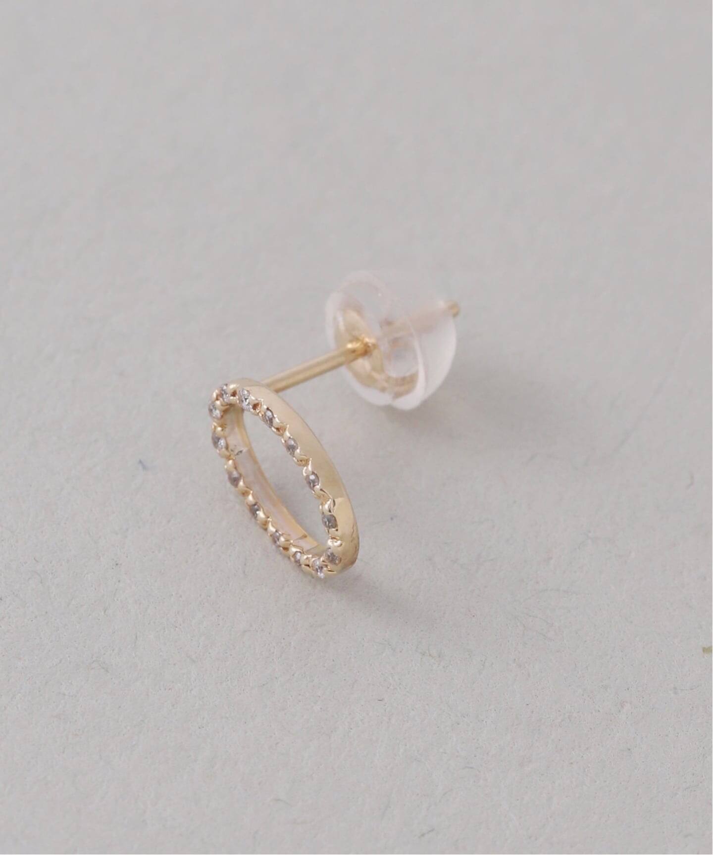 オーバルダイヤピアス K10（両耳）（ピアス（両耳用））｜Lilas（リラ