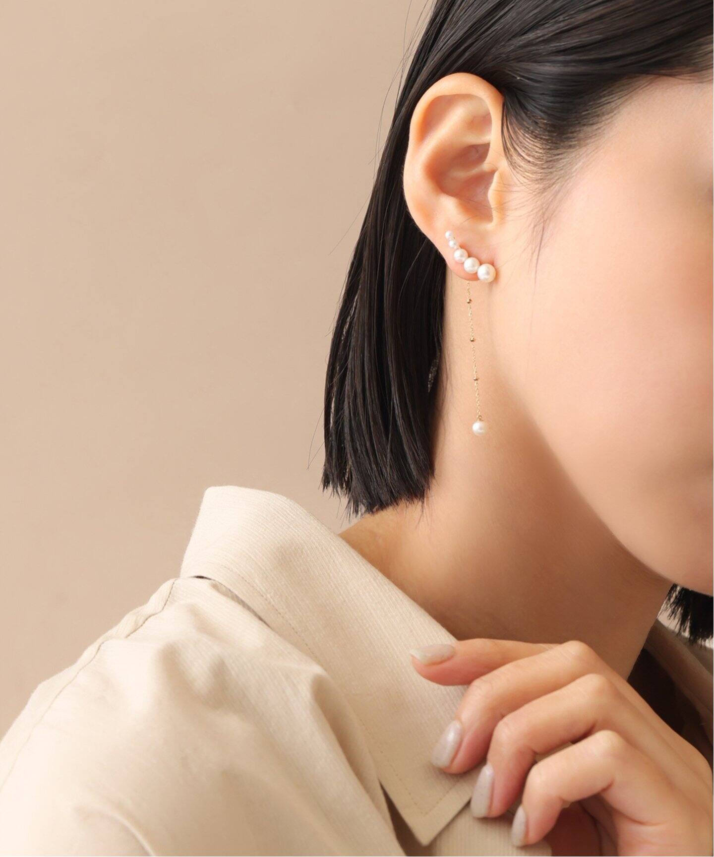 5ピースグラデーションパールピアス K10（両耳）（ピアス（両耳用 