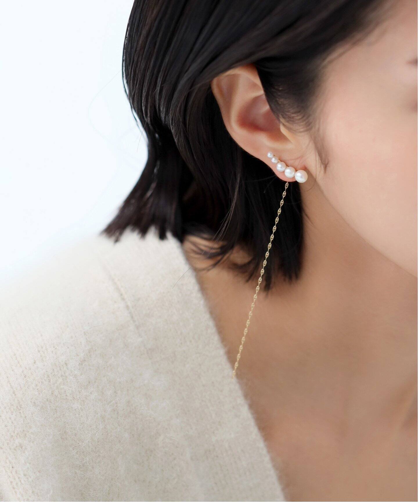 5ピースグラデーションパールピアス K10（両耳）（ピアス（両耳用 