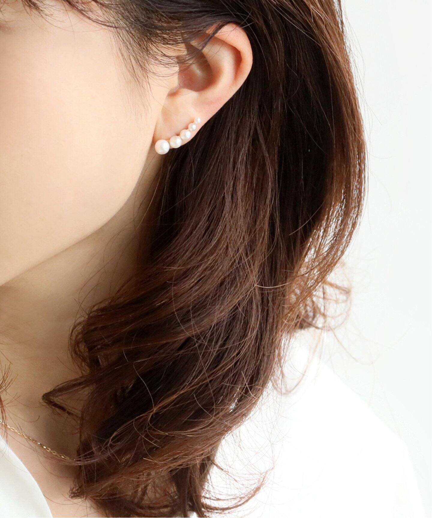 5ピースグラデーションパールピアス K10（両耳）（ピアス（両耳用 