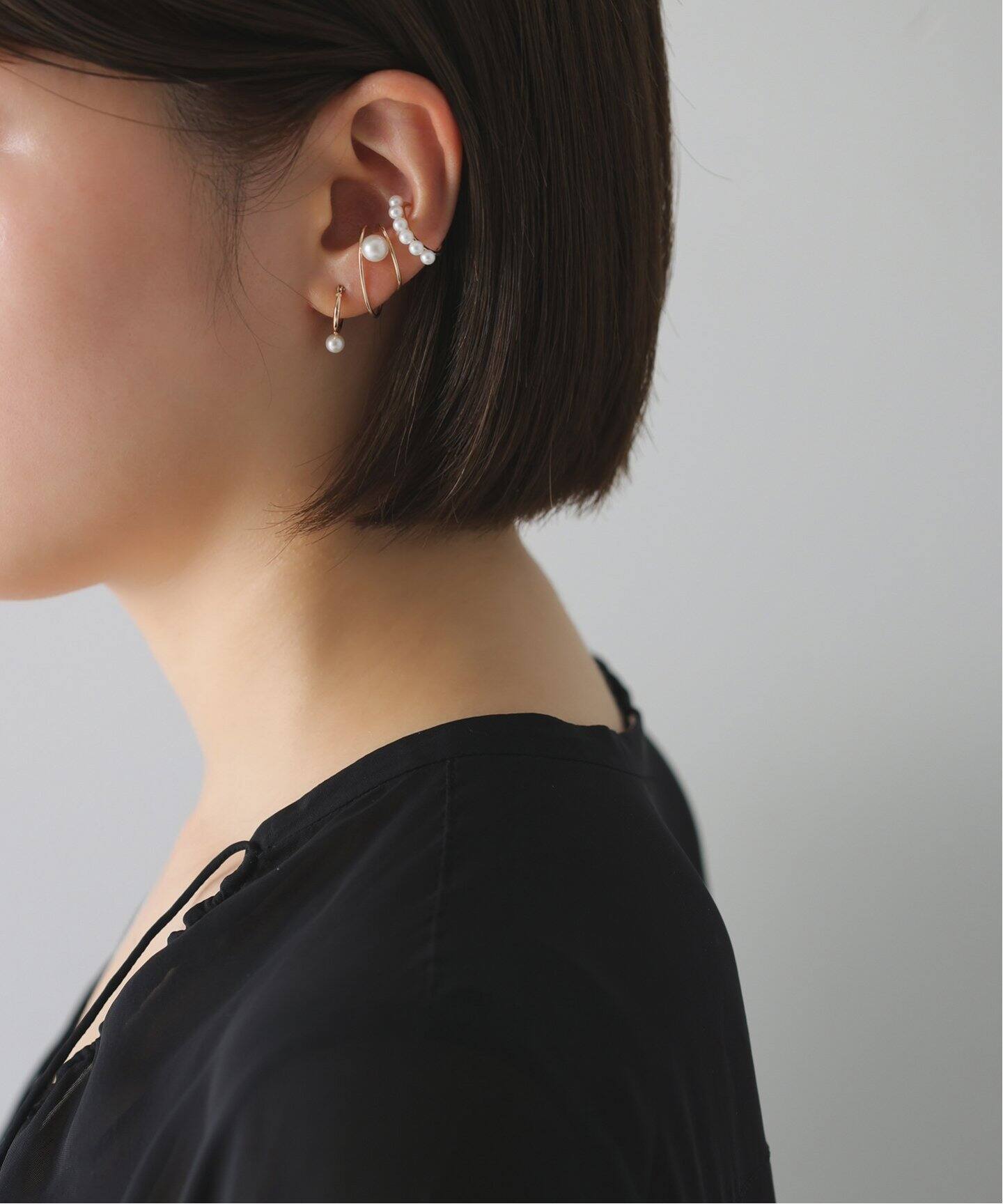 追加》パールダブルダエンイヤーカフ K10（片耳）（イヤーカフ 