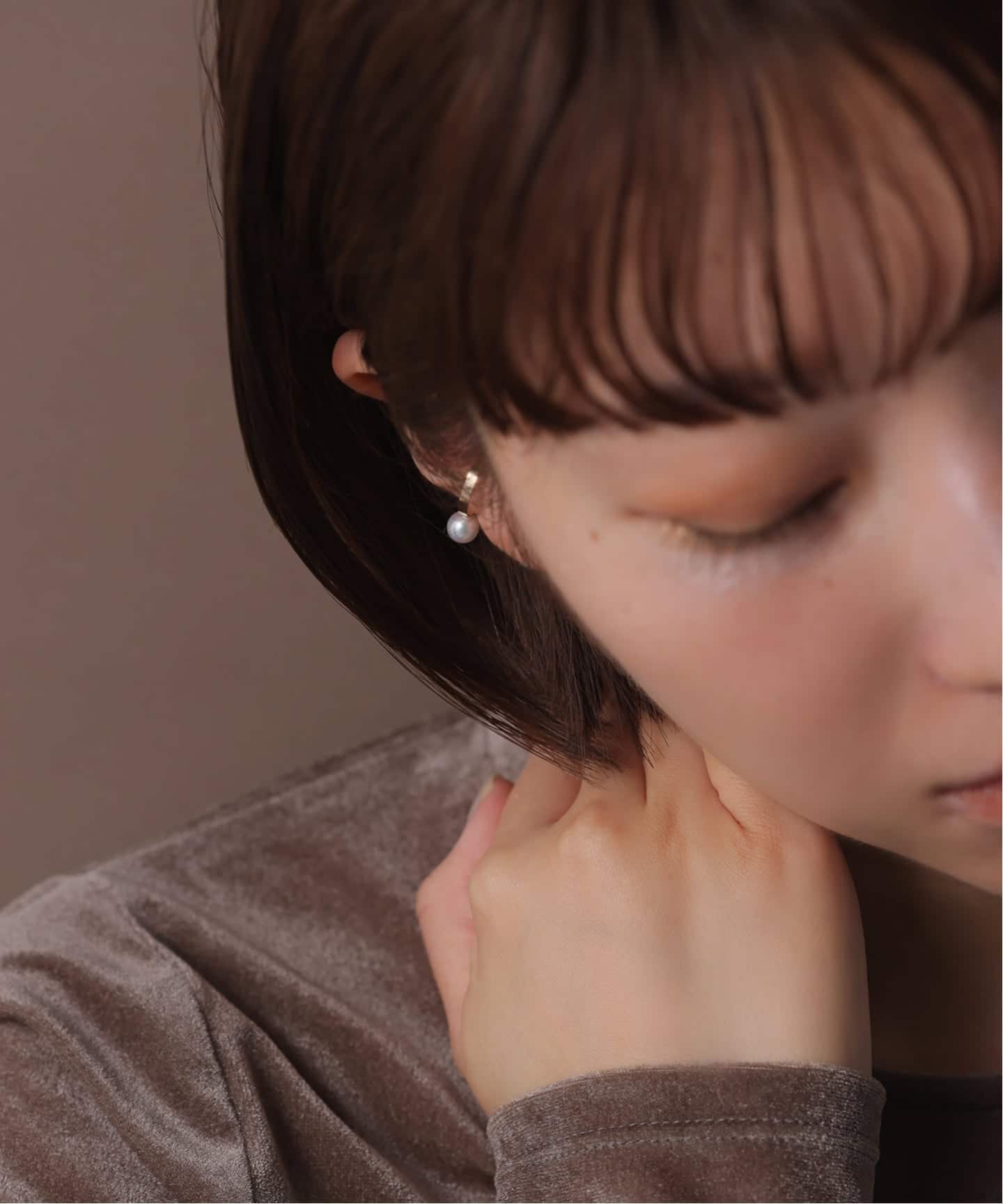 6mmパールフープカフイヤリング K10（片耳）（イヤリング）｜Lilas