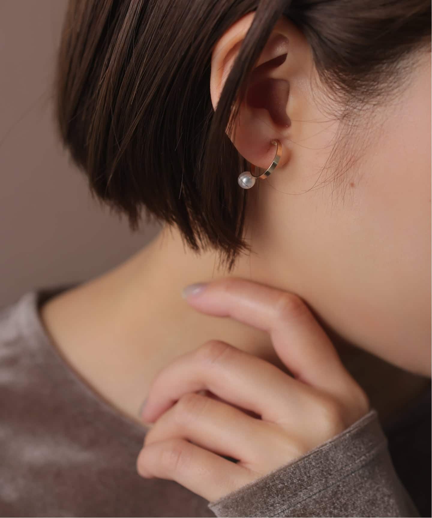 6mmパールフープカフイヤリング K10（片耳）（イヤリング）｜Lilas