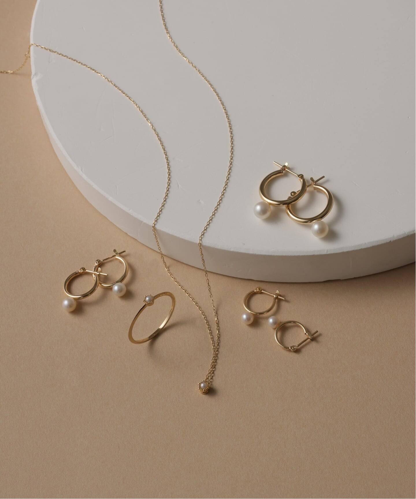 WEB限定》パールフープピアスS K10（両耳）（ピアス（両耳用