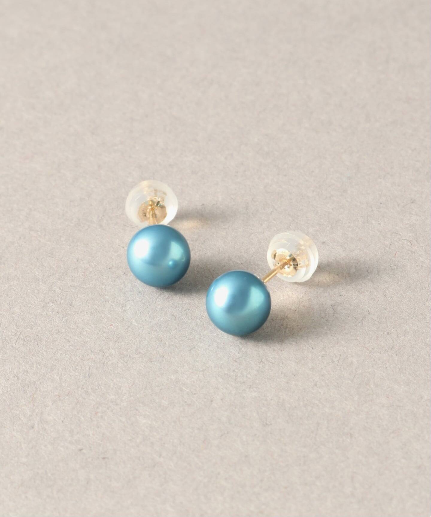 インディゴパール1粒ピンピアス K10（両耳）（ピアス（両耳用