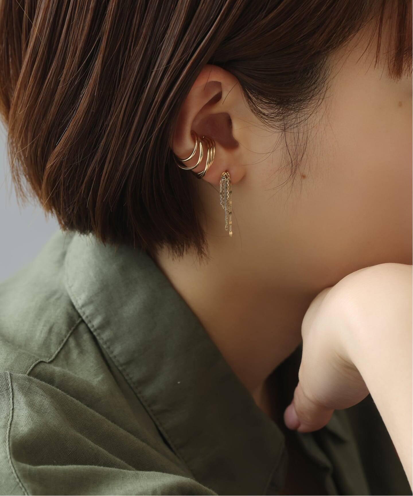 フリンジミックスチェーンピアス K10（両耳）（ピアス（両耳用