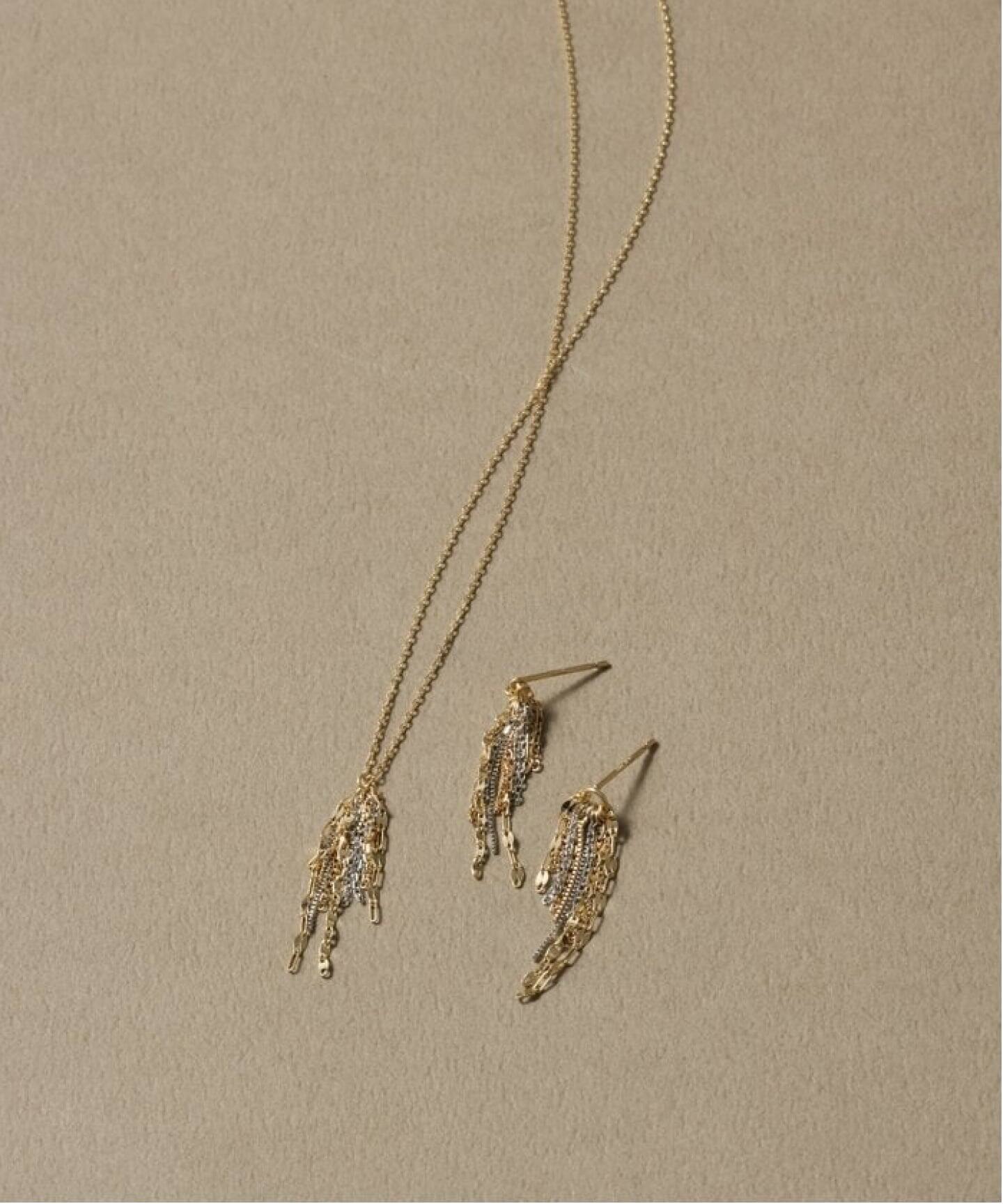 フリンジミックスチェーンピアス K10（両耳）（ピアス（両耳用