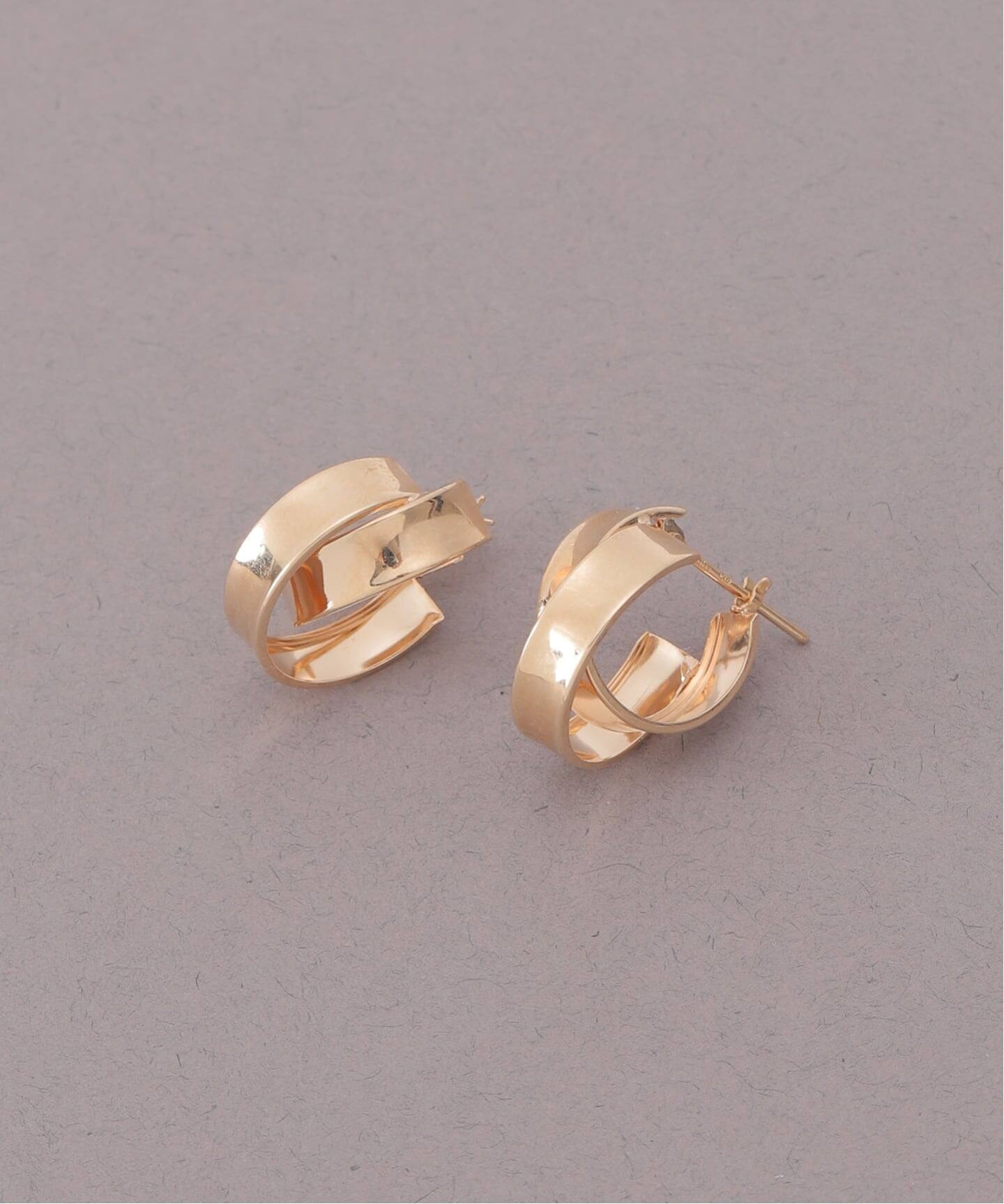 ワイドラインクロスフープピアス K10（両耳）（ピアス（両耳用