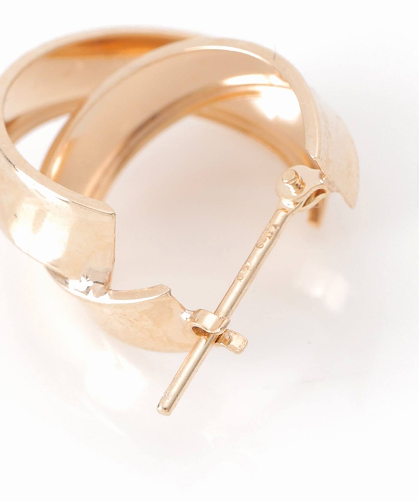 ワイドラインクロスフープピアス K10（両耳）（ピアス（両耳用