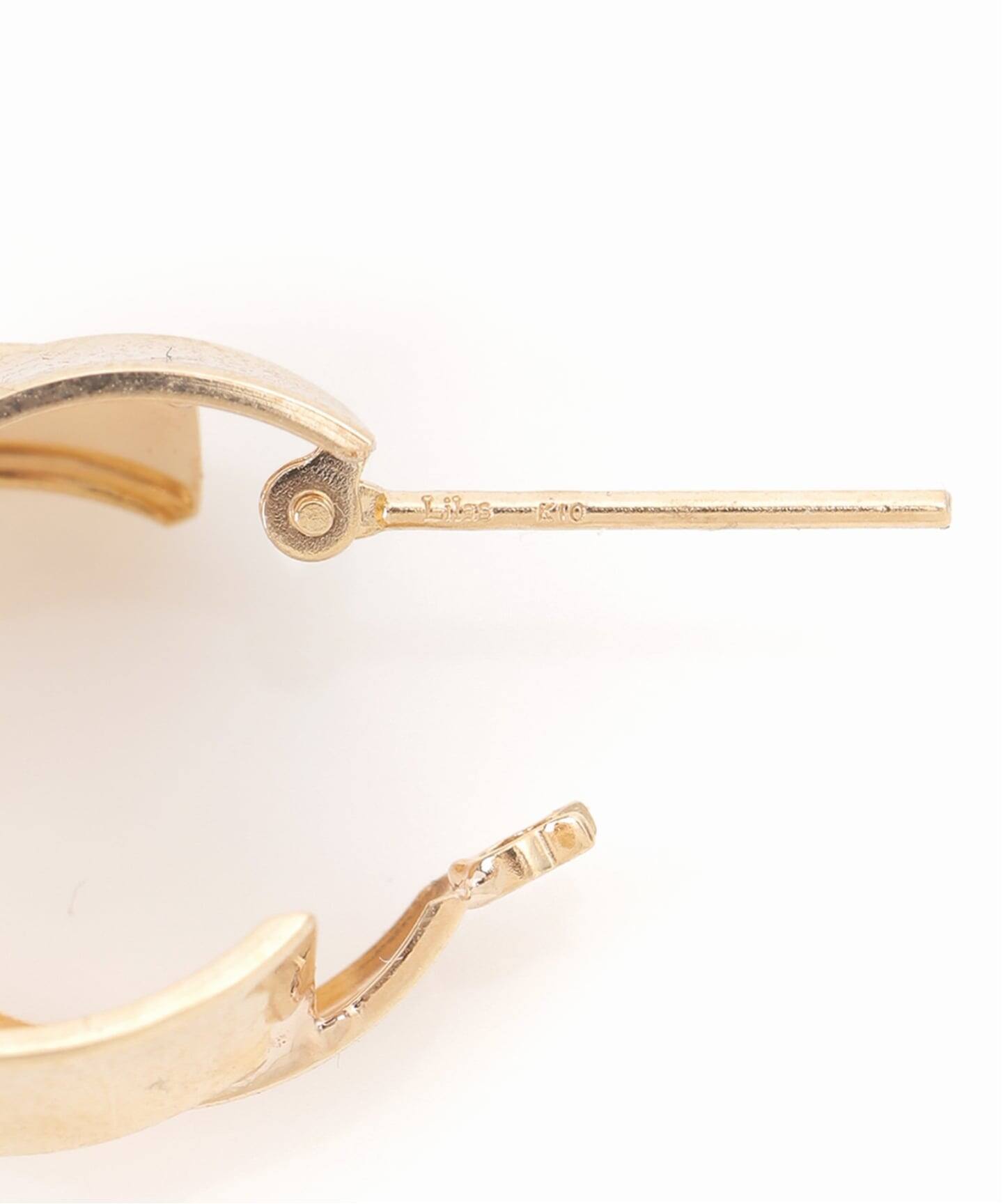 ワイドラインクロスフープピアス K10（両耳）（ピアス（両耳用