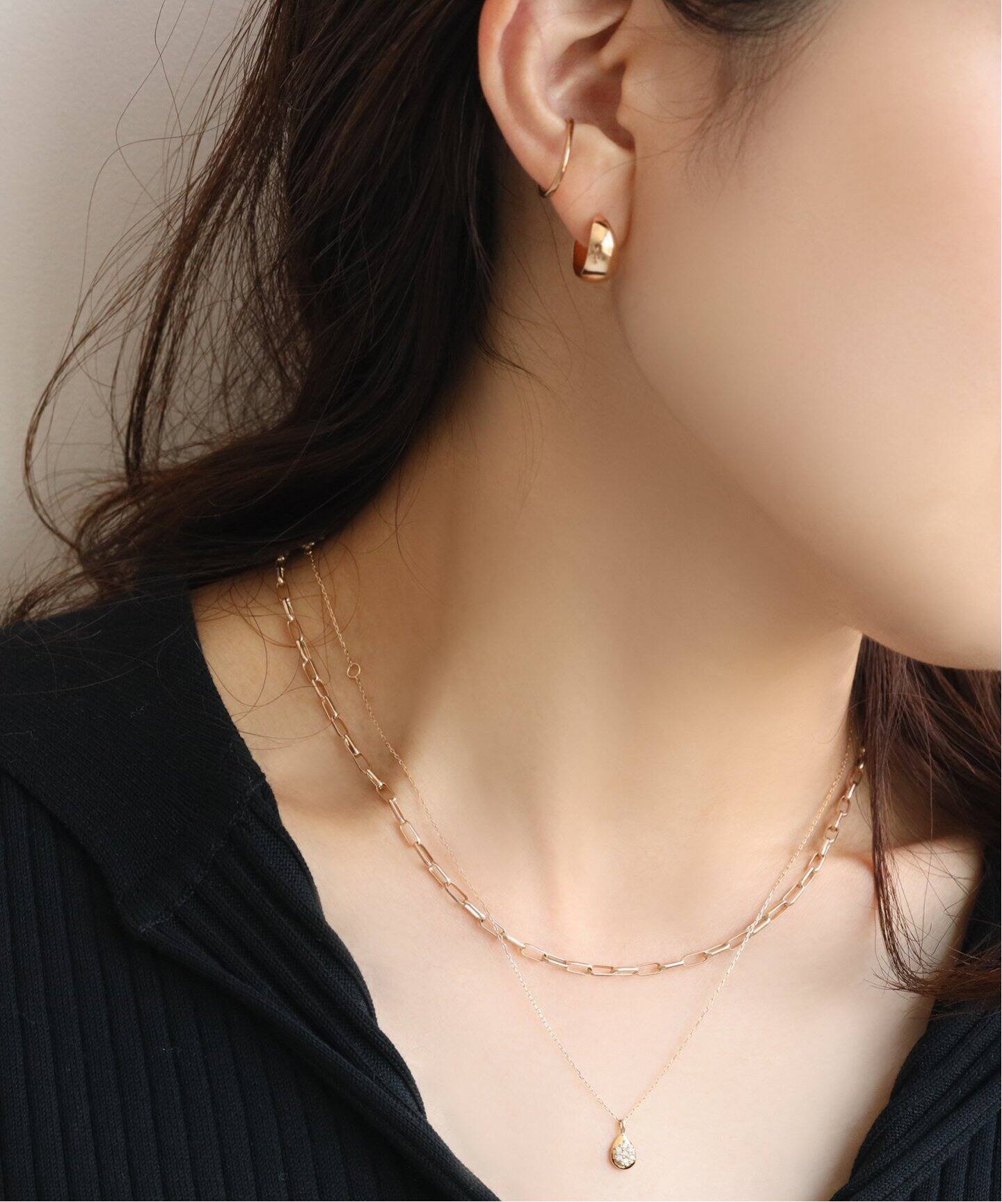 三日月フープピアス K10（両耳）（ピアス（両耳用））｜Lilas（リラ 
