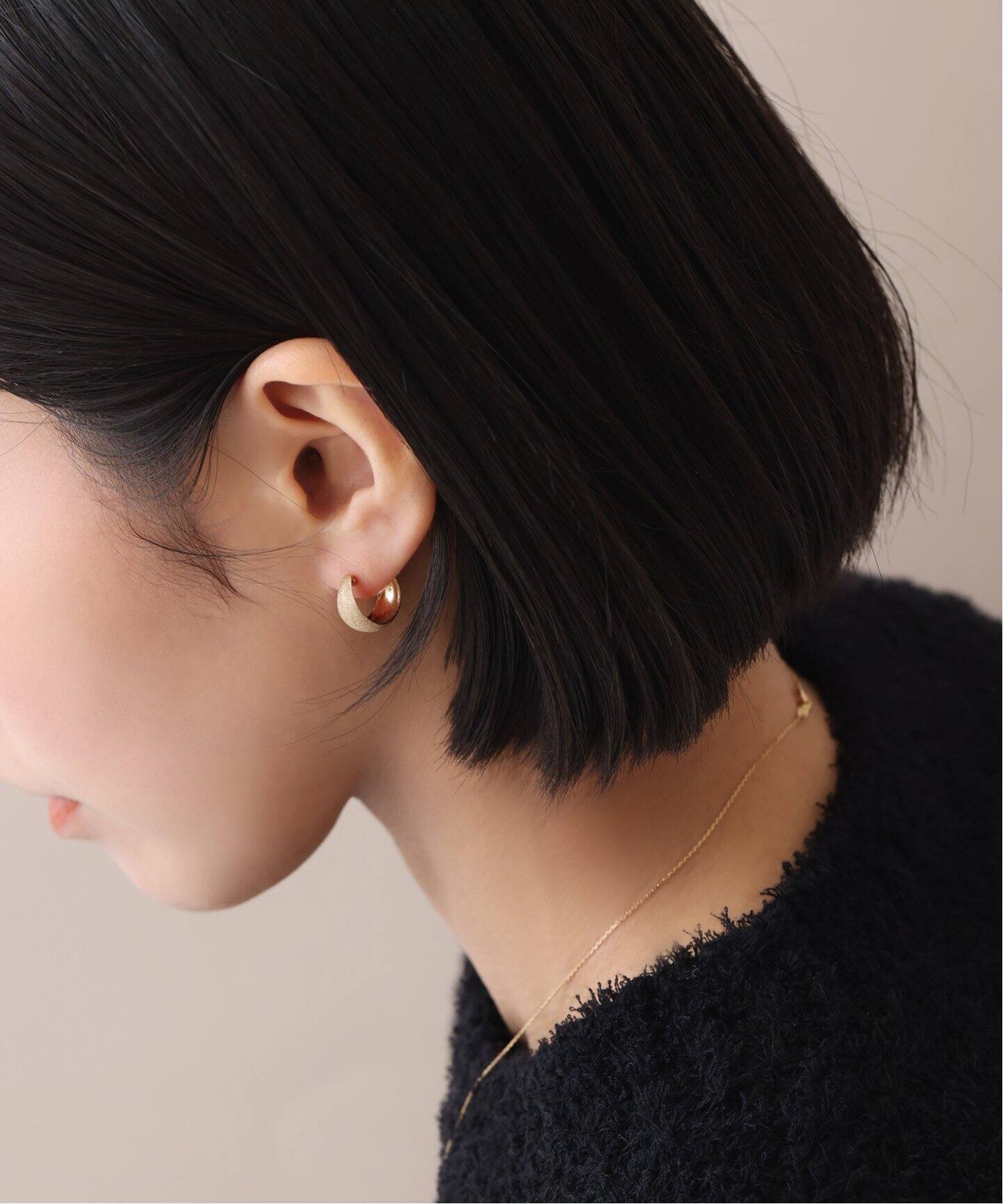 追加》三日月ダイヤポイントフープピアス K10（両耳）（ピアス（両耳用 