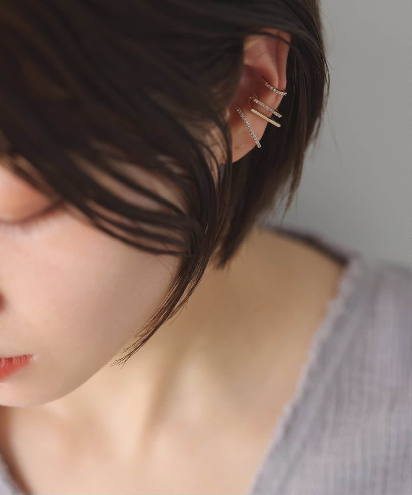 サークルダイヤイヤーカフ K10（片耳）（イヤーカフ）｜Lilas