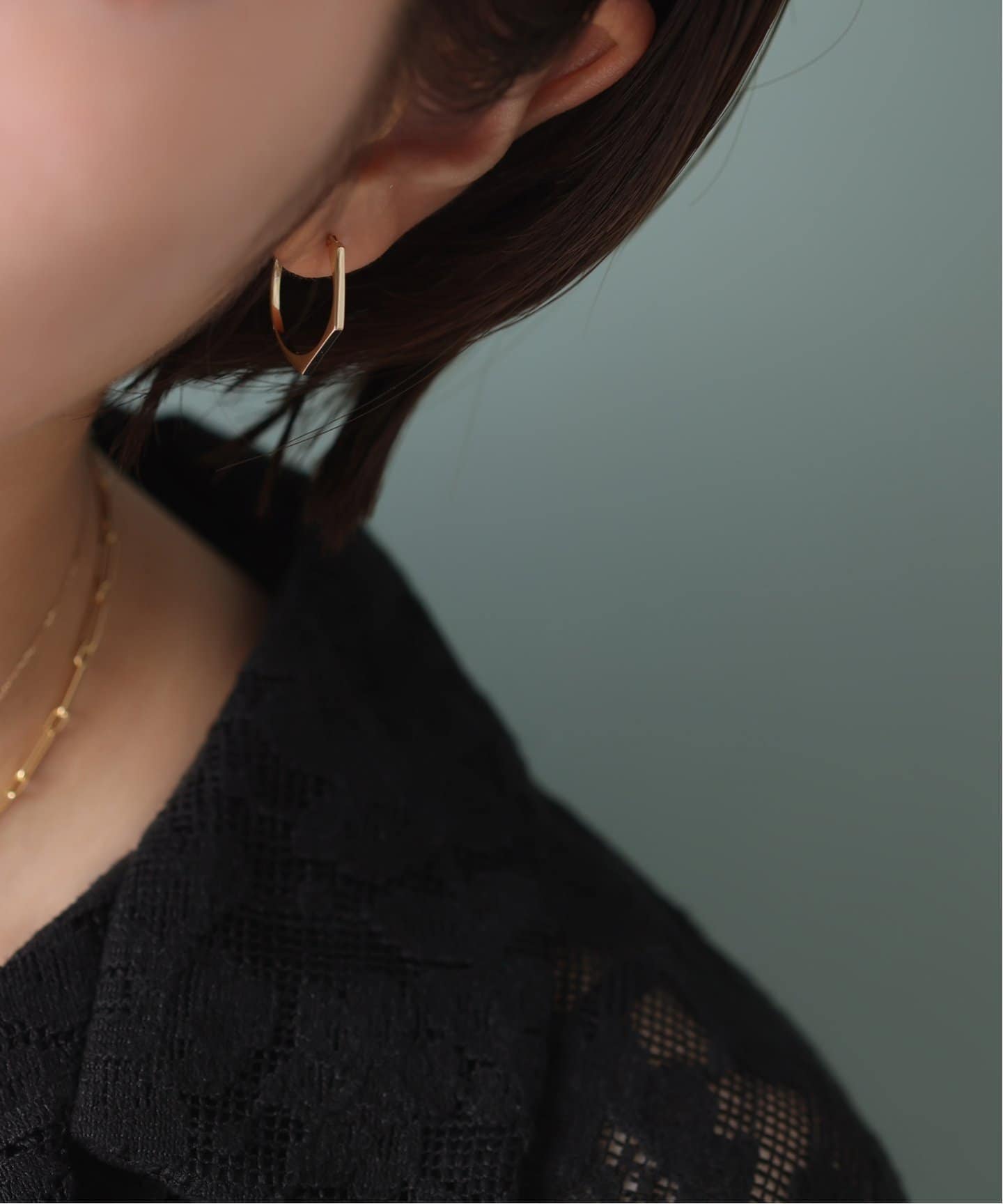 スクエアペリドットアメリカンピアス K10（両耳）（ピアス（両耳