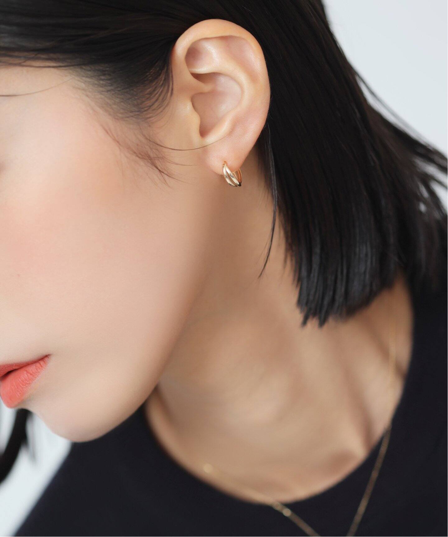 Lilas K10 ナカオレピアス ゴールド ロングバー 両耳 アメリカンピアス Lilas 2ラインナカオレピアス K10 spick&span バー