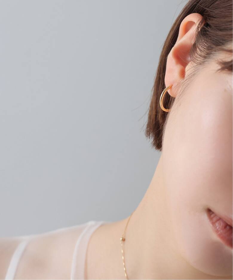 ハーフオープンフープピアスM K18(両耳)（ピアス（両耳用））｜Lilas 
