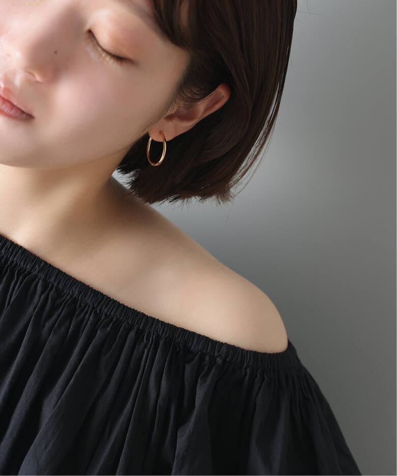 ハーフオープンフープピアスL K18(両耳)（ピアス（両耳用））｜Lilas 