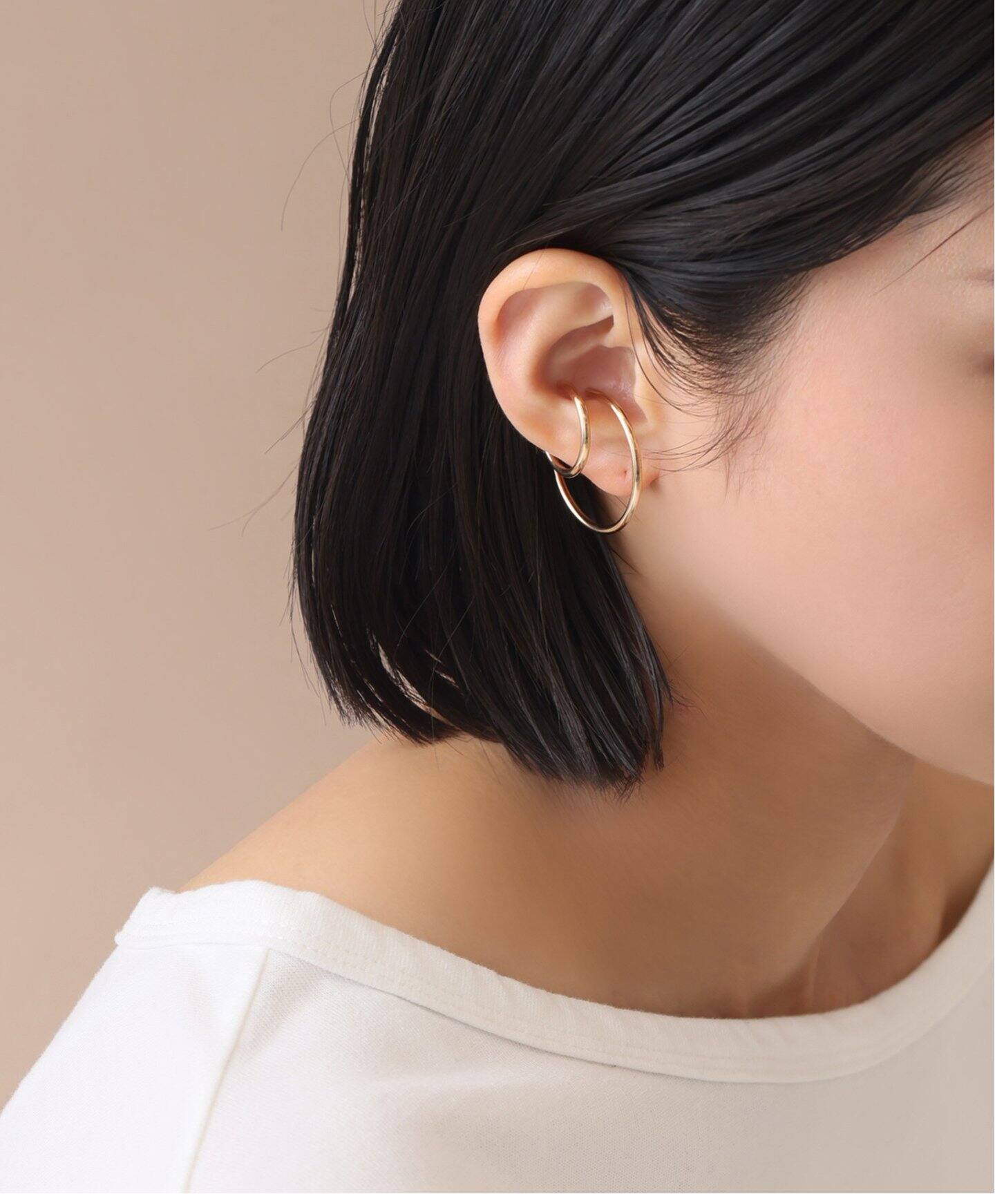 イヤーカフ 2cmサークルパイプイヤーカフ K10（片耳）（イヤーカフ）｜Lilas