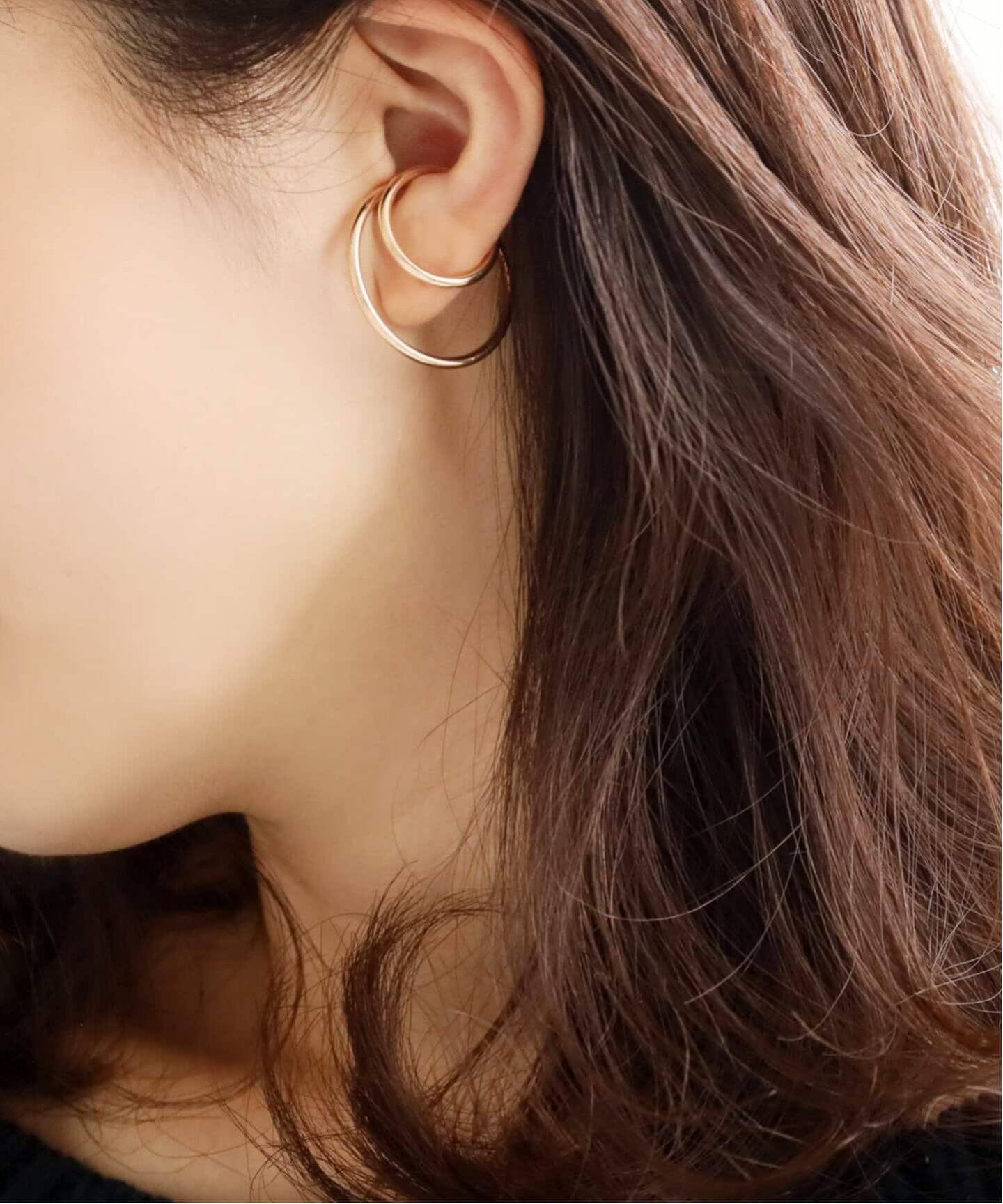 Lilas リラ　サークルパイプ イヤーカフ K10 3cm ゴールド 3cmサークルパイプイヤーカフ K10（片耳）（イヤーカフ）｜Lilas