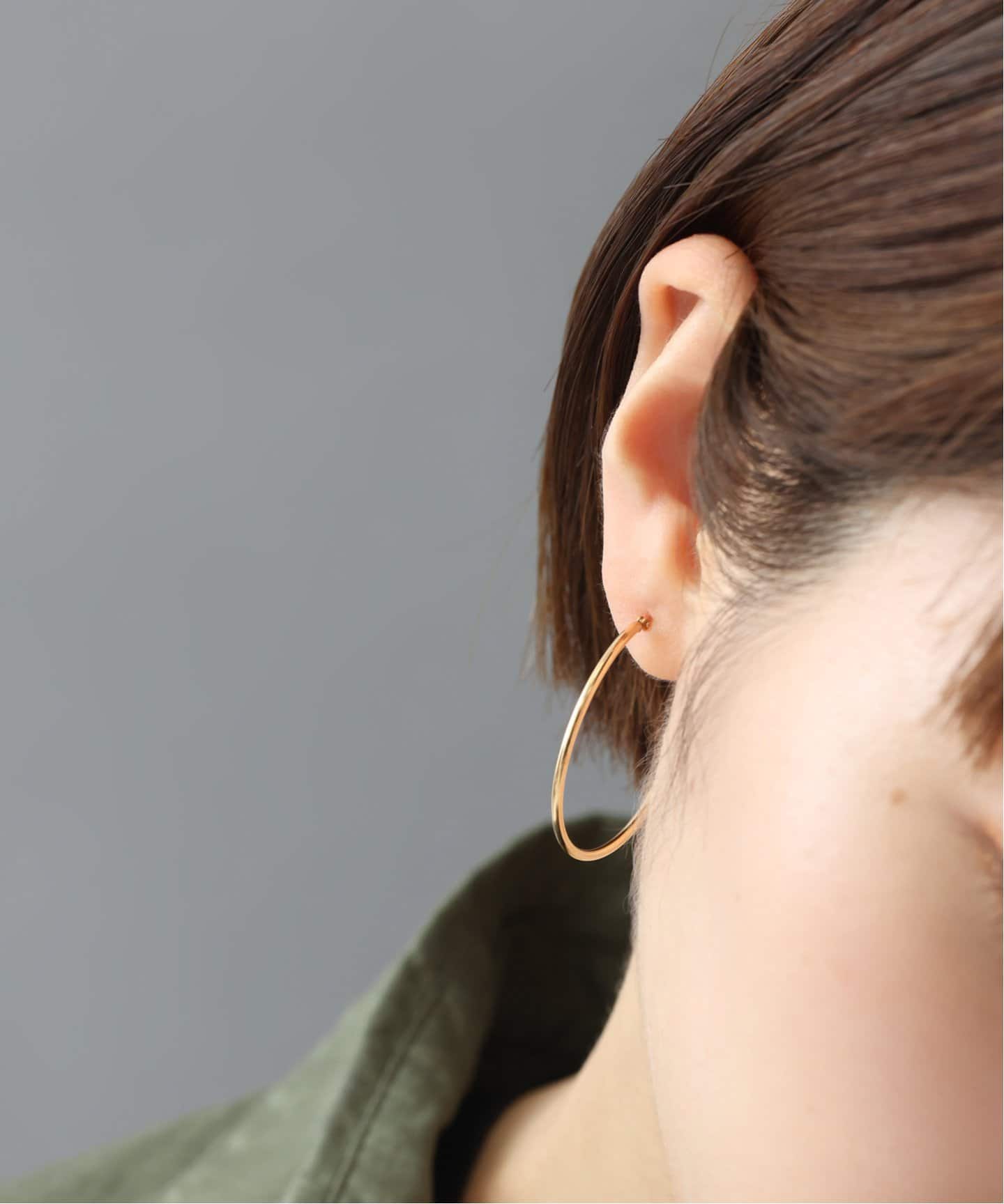 リラ Lilas ゴールド フープピアス 10金 1.5パイプ3.5cmルーフピアス K10（両耳）（ピアス（両耳用