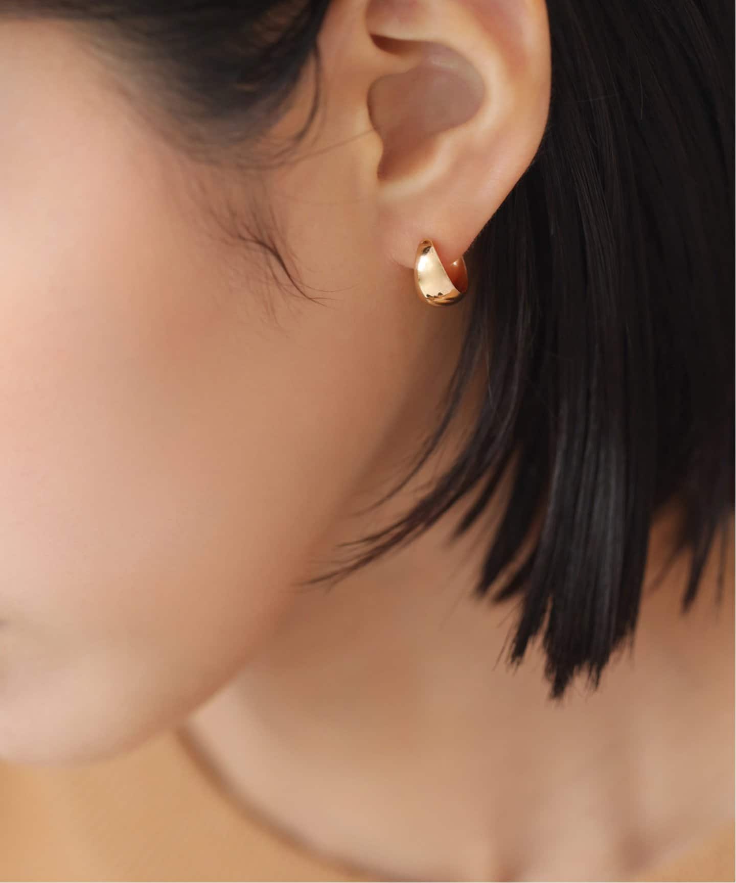 予約》三日月フープピアス K10（両耳）（ピアス（両耳用
