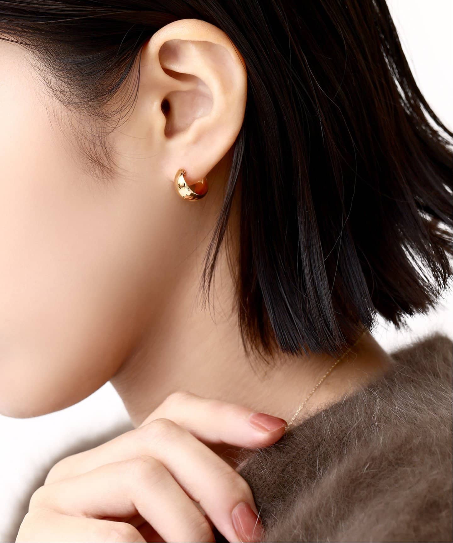 予約》三日月フープピアス K10（両耳）（ピアス（両耳用