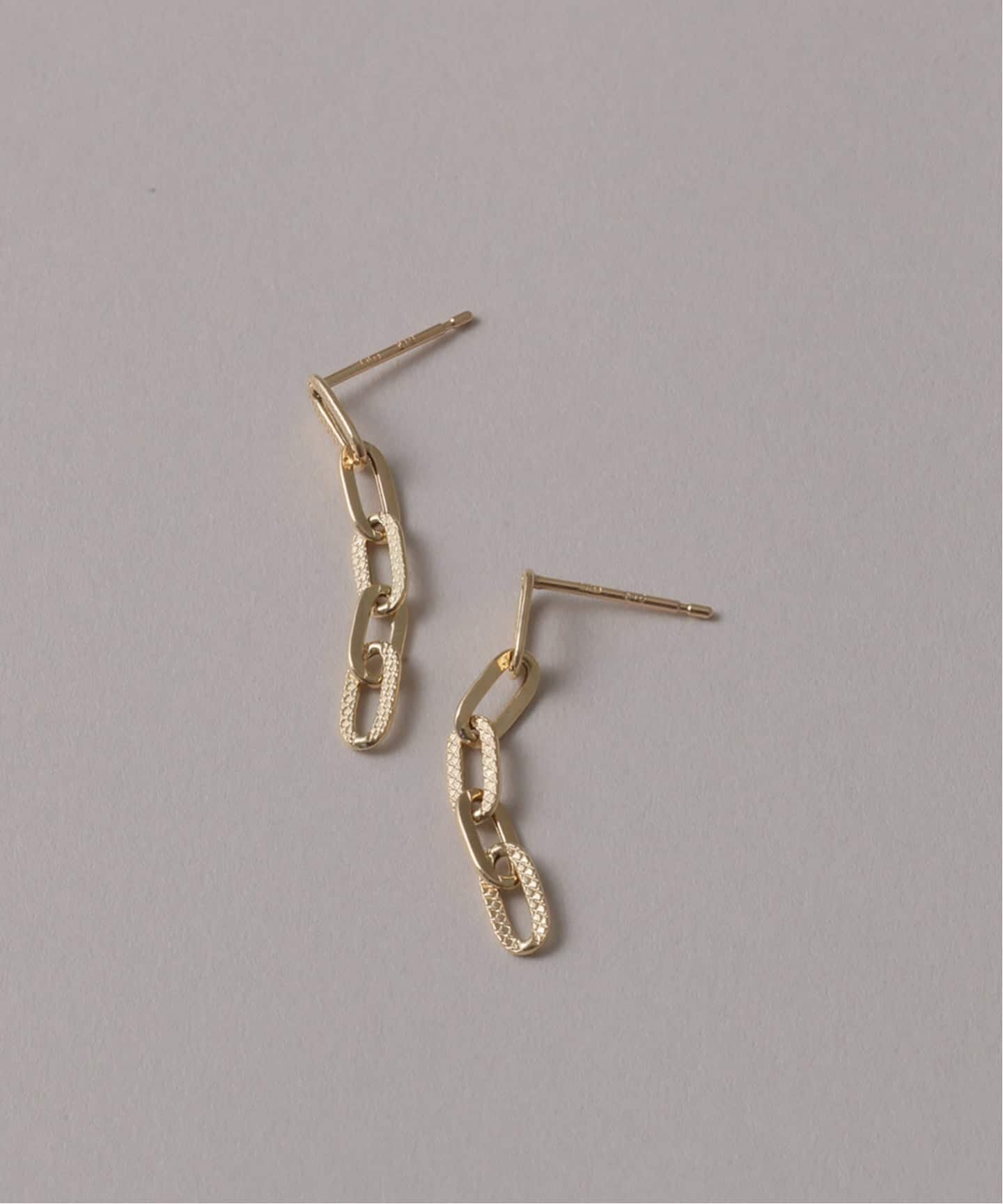 プレイドクリップチェーンピアス K10（両耳）（ピアス（両耳用