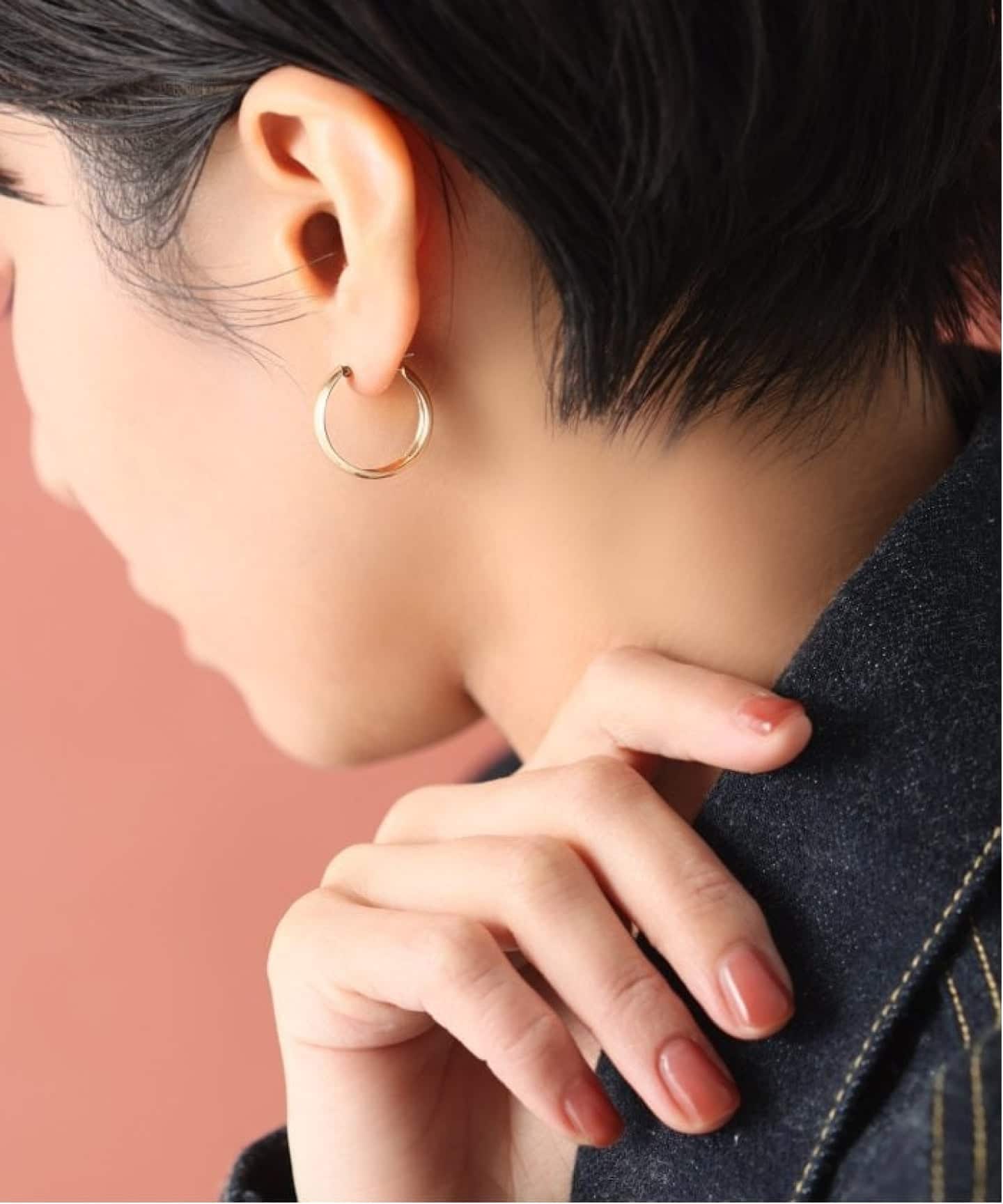 Lilas　ワイドラインクロスフープピアス　 K10 ワイドラインクロスフープピアス K10（両耳）（ピアス（両耳用