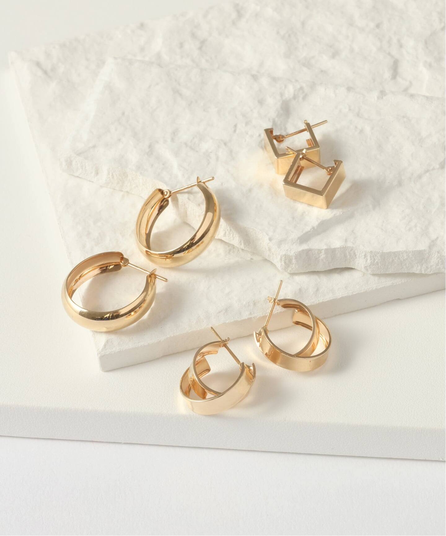 Lilas ワイドライン2cmフープピアス K10（両耳） ワイドライン2cmフープピアス K10（両耳）（ピアス（両耳用））｜Lilas