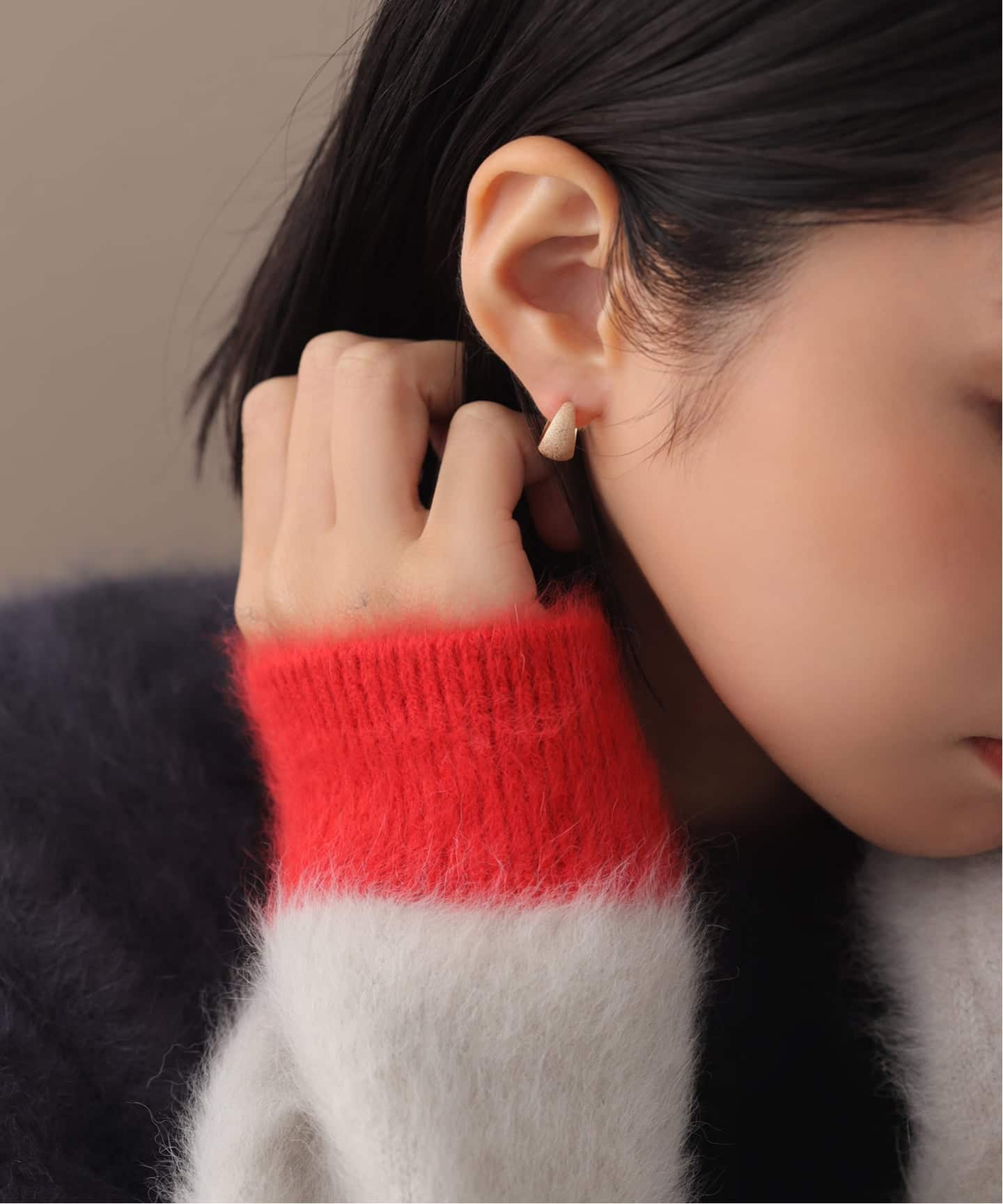 三日月ダイヤポイントフープピアス K10（両耳）（ピアス（両耳用