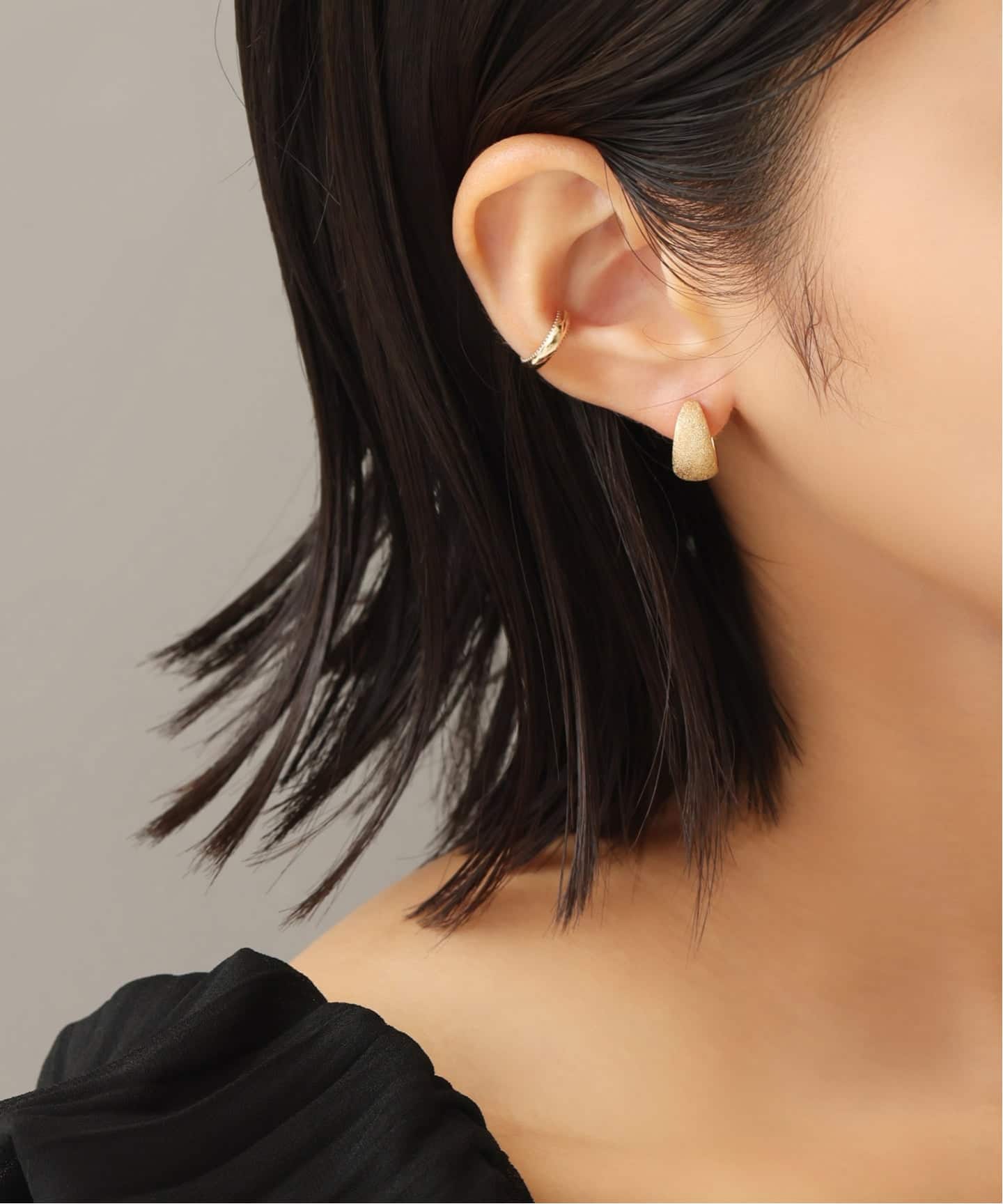 三日月ダイヤポイントフープピアス K10（両耳）（ピアス（両耳用