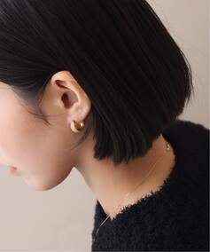 三日月ダイヤポイントフープピアス K10（両耳）（ピアス（両耳用 