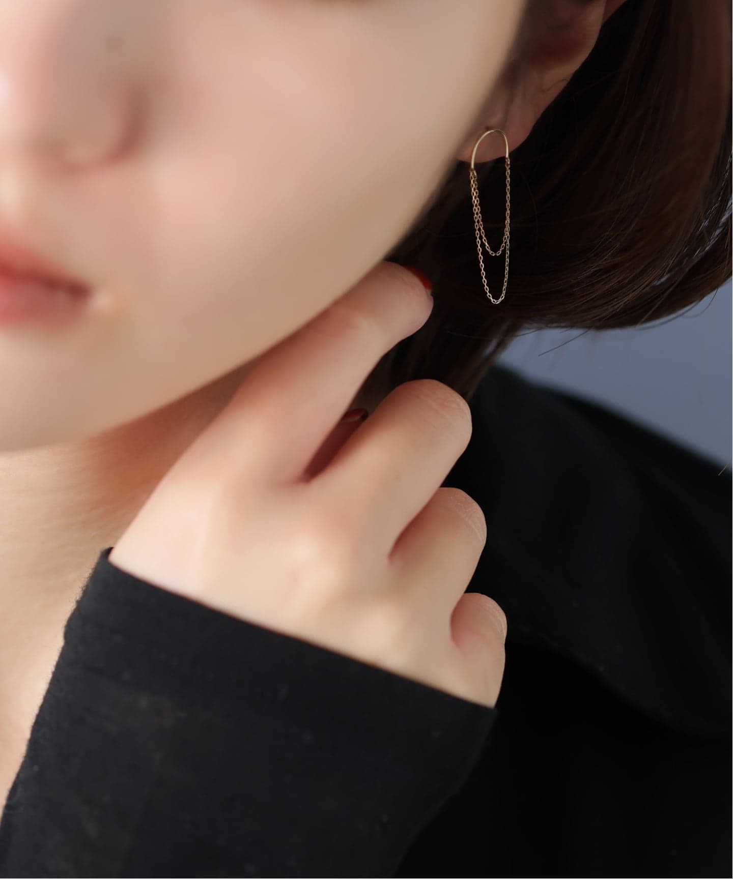 ダブルチェーンスイングピアス K10（両耳）（ピアス（両耳用