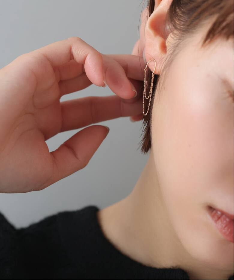 ダブルチェーンスイングピアス K10（両耳）（ピアス（両耳用 
