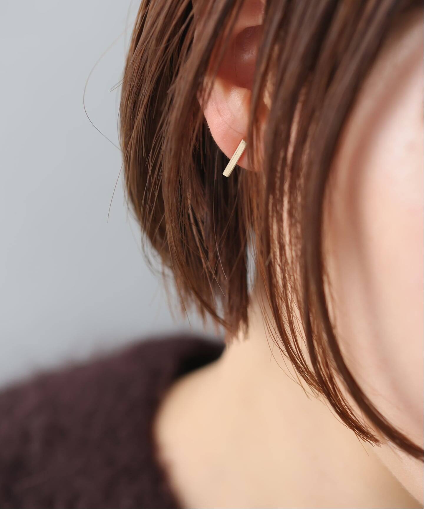 12mmブロックピアス K10（両耳）（ピアス（両耳用））｜Lilas（リラ