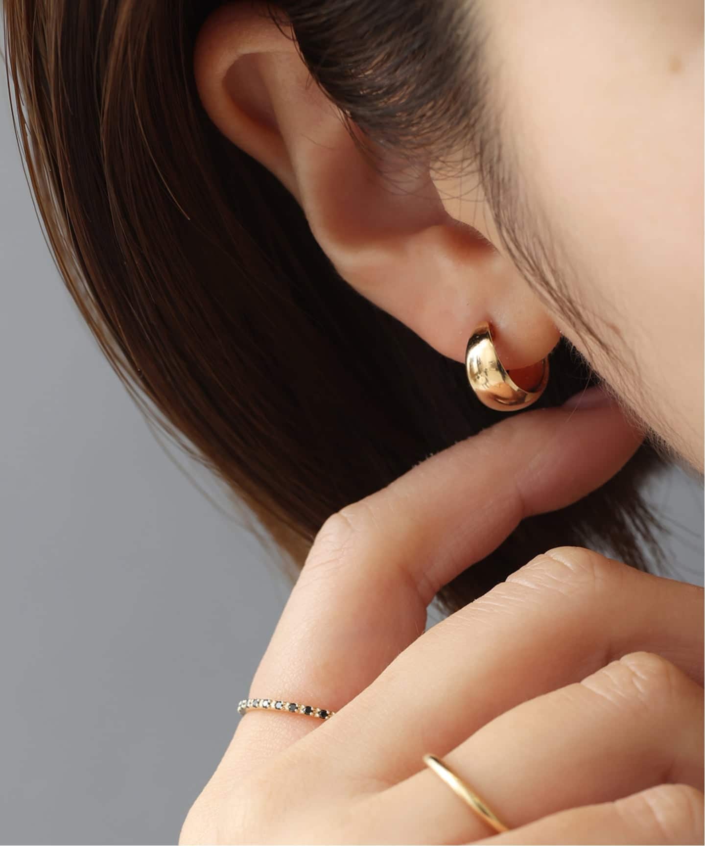 Lilas 三日月ダイヤポイントフープピアス K10 片耳のみ 三日月フープピアス K10（両耳）（ピアス（両耳用））｜Lilas（リラ