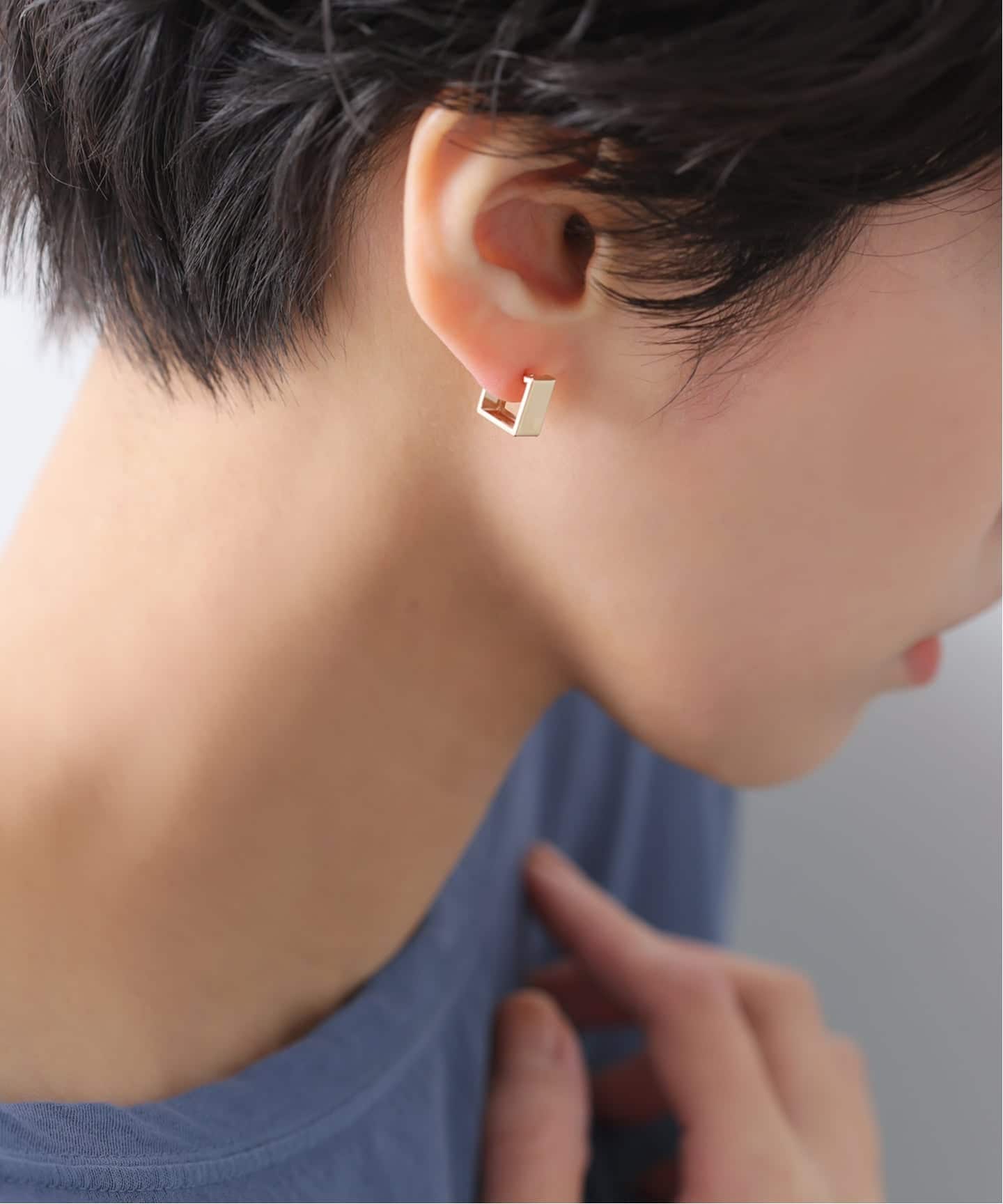 ワイドラインボックスピアス K10（両耳）（ピアス（両耳用））｜Lilas