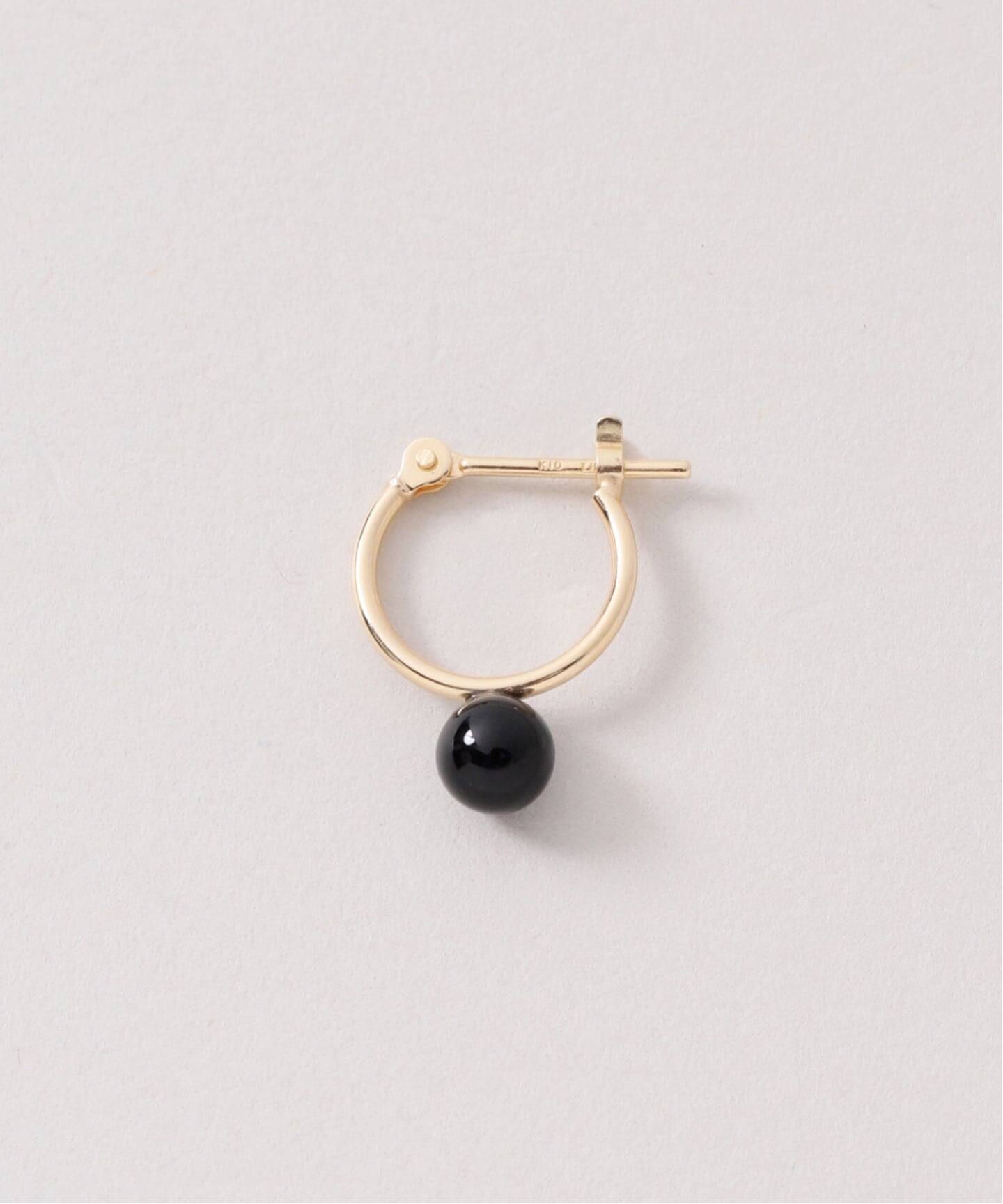 WEB限定予約》オニキスフープピアスS K10（両耳）（ピアス（両耳