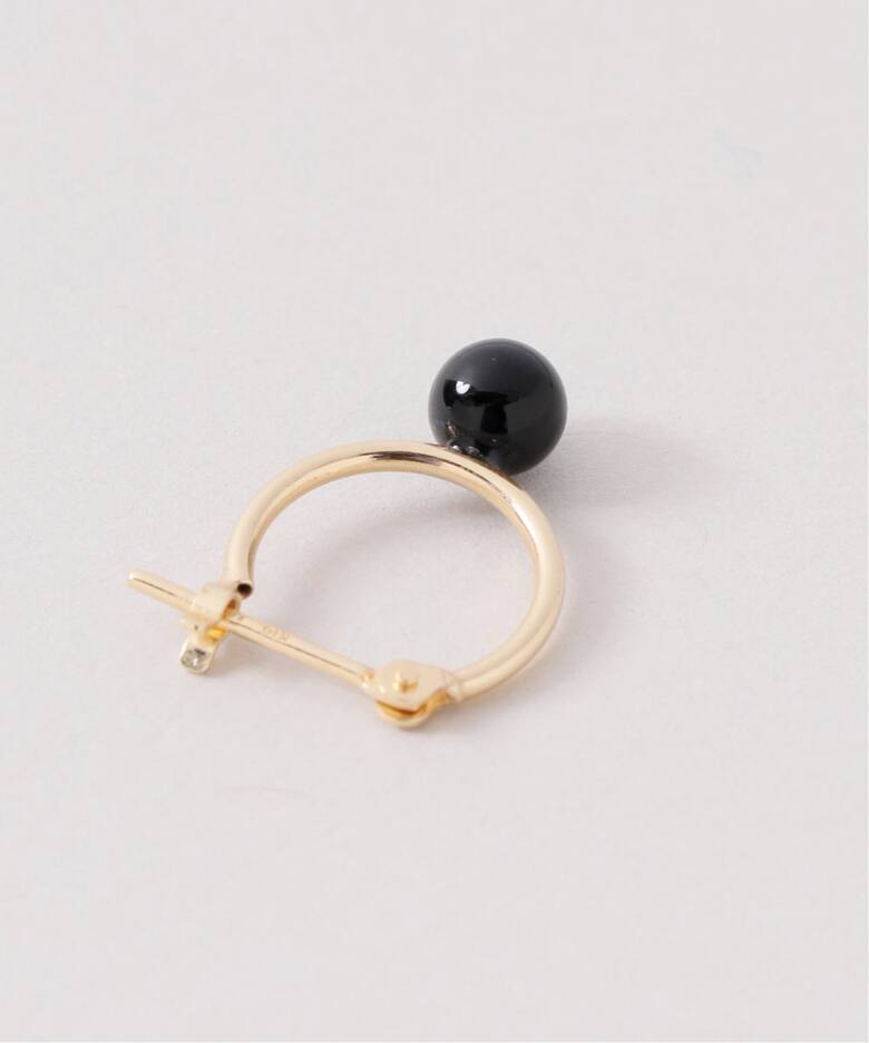 WEB限定》オニキスフープピアスS K10（両耳）（ピアス（両耳用 