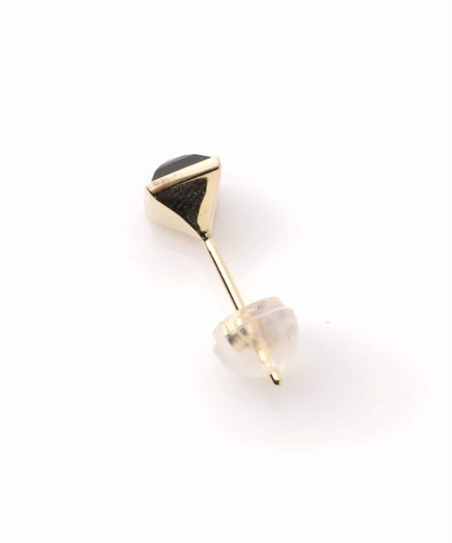 オニキスピラミッドモチーフ4mmピアス K10（両耳）（ピアス（両耳用