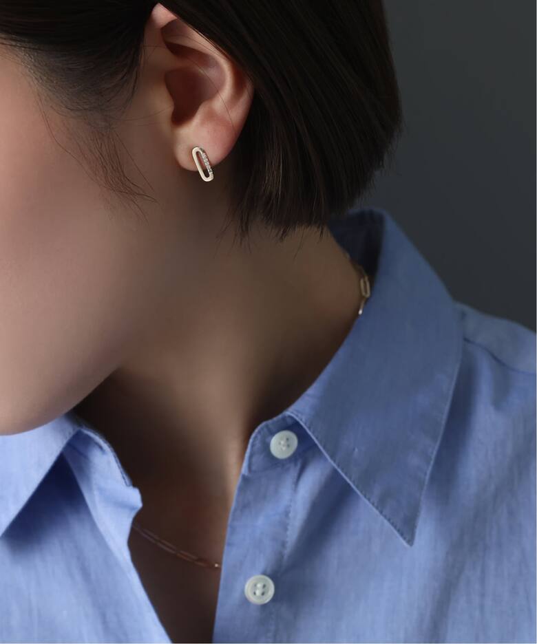オーバルモチーフ*ダイヤピアス K10（両耳）（ピアス（両耳用 
