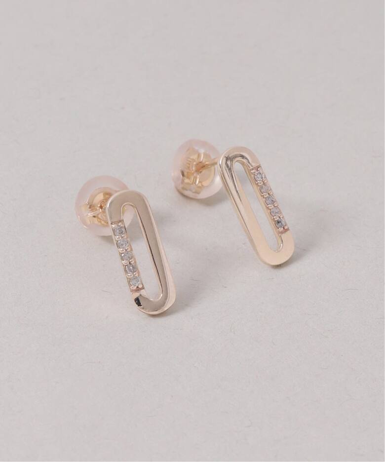 オーバルモチーフ*ダイヤピアス K10（両耳）（ピアス（両耳用 