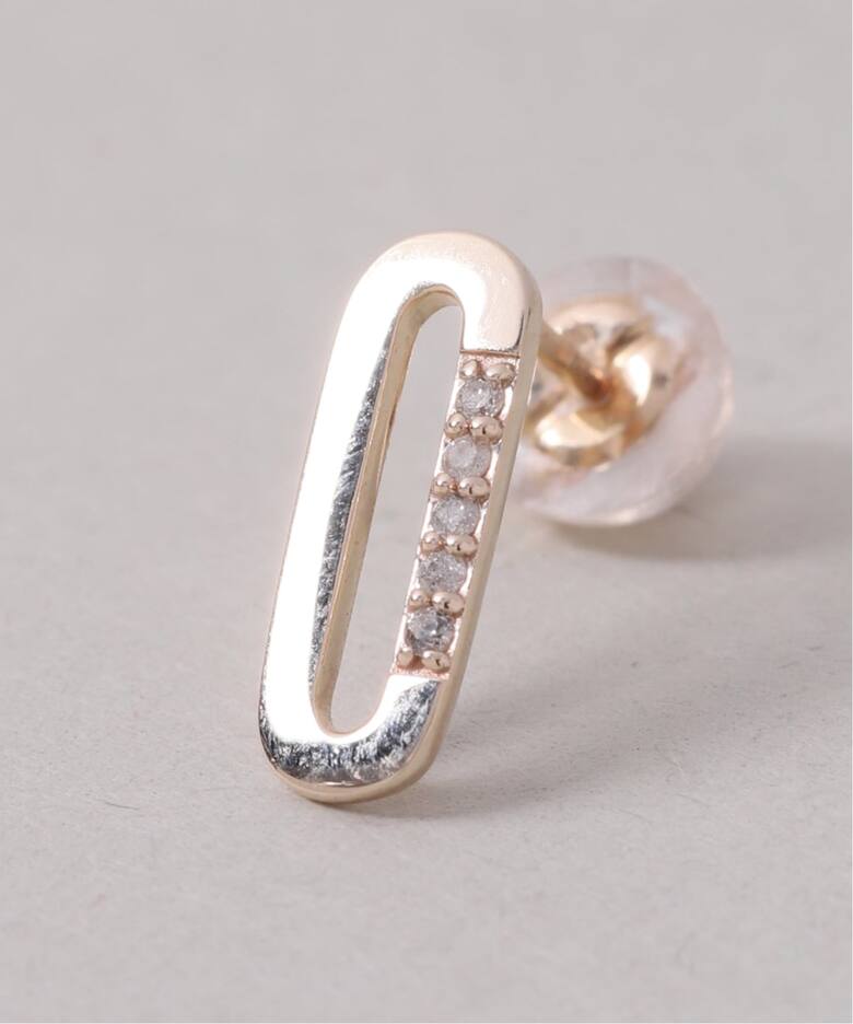 オーバルモチーフ*ダイヤピアス K10（両耳）（ピアス（両耳用 