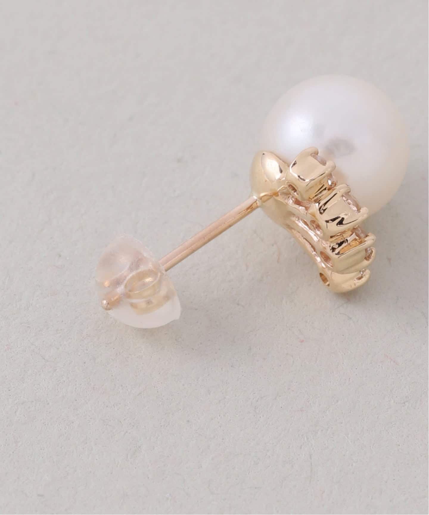 予約》7mmパール*ホワイトトパーズピアス K10（両耳）（ピアス