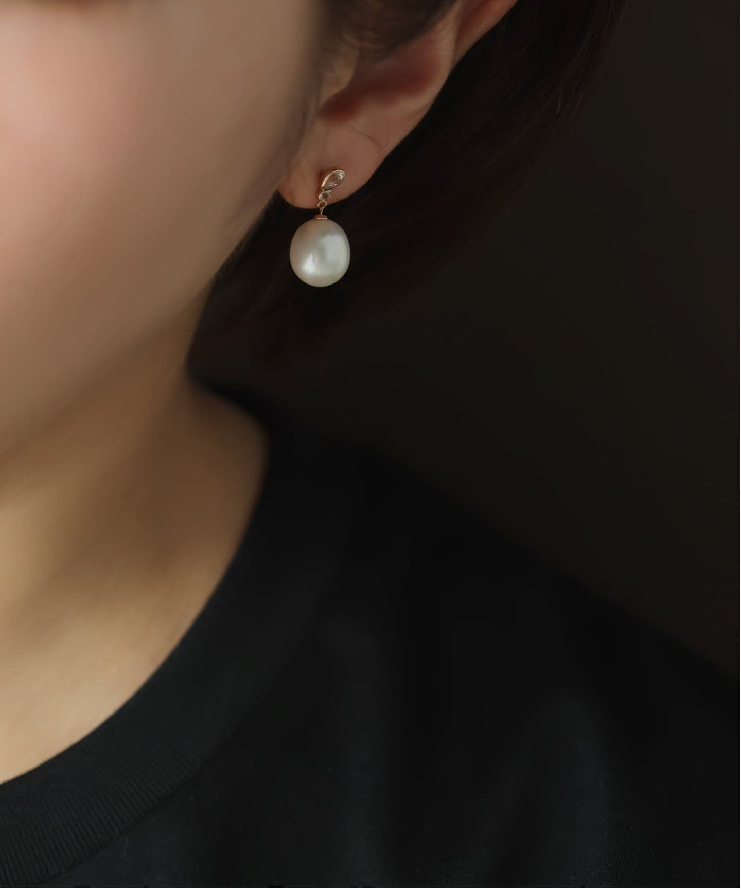 バロックパール*ホワイトトパーズピアス K10（両耳）（ピアス（両耳用